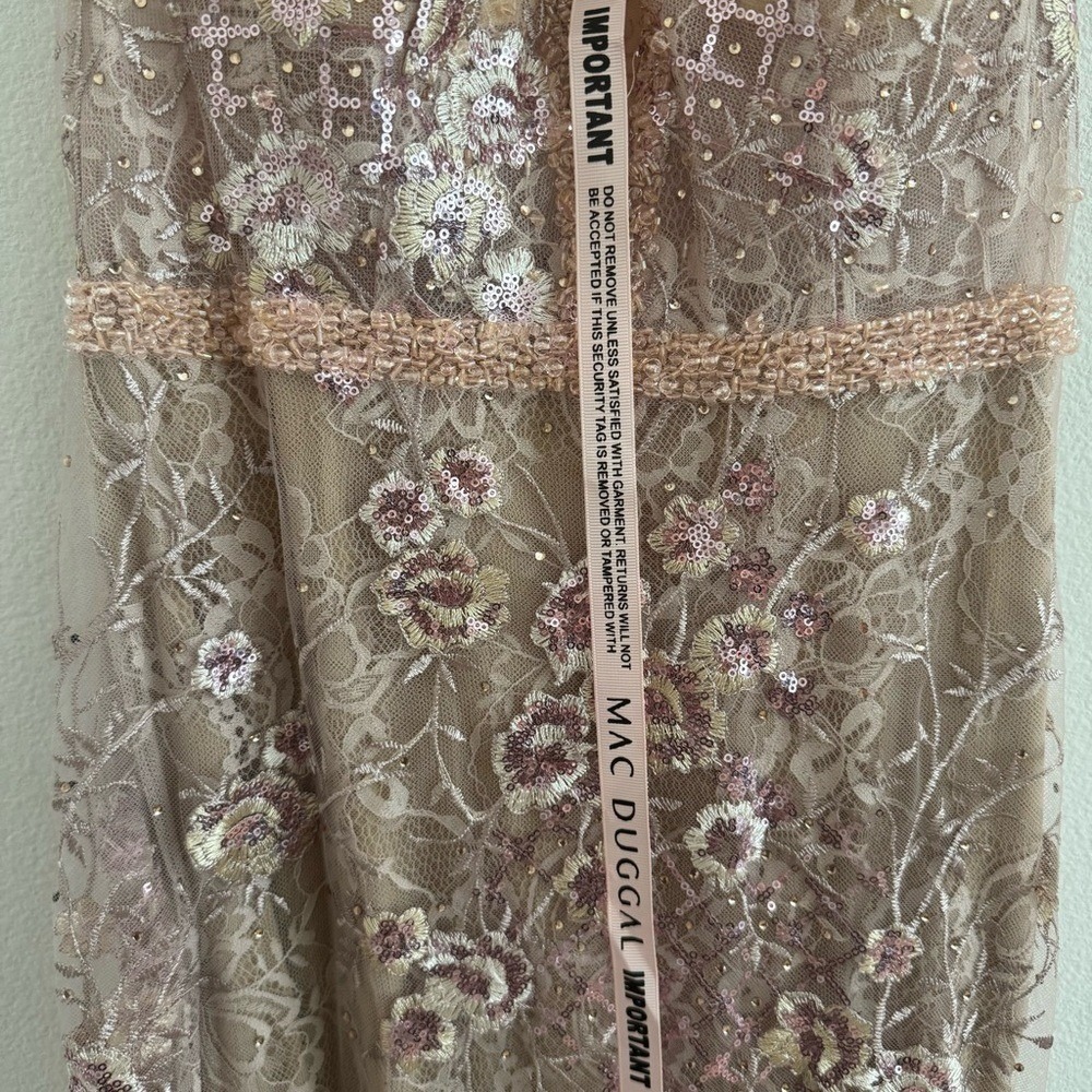 Mac Duggal Pink Floral Embellished Sleeveless Plunge Neck Gown 67481 Size: 6 NWT - Picture 4 of 12
